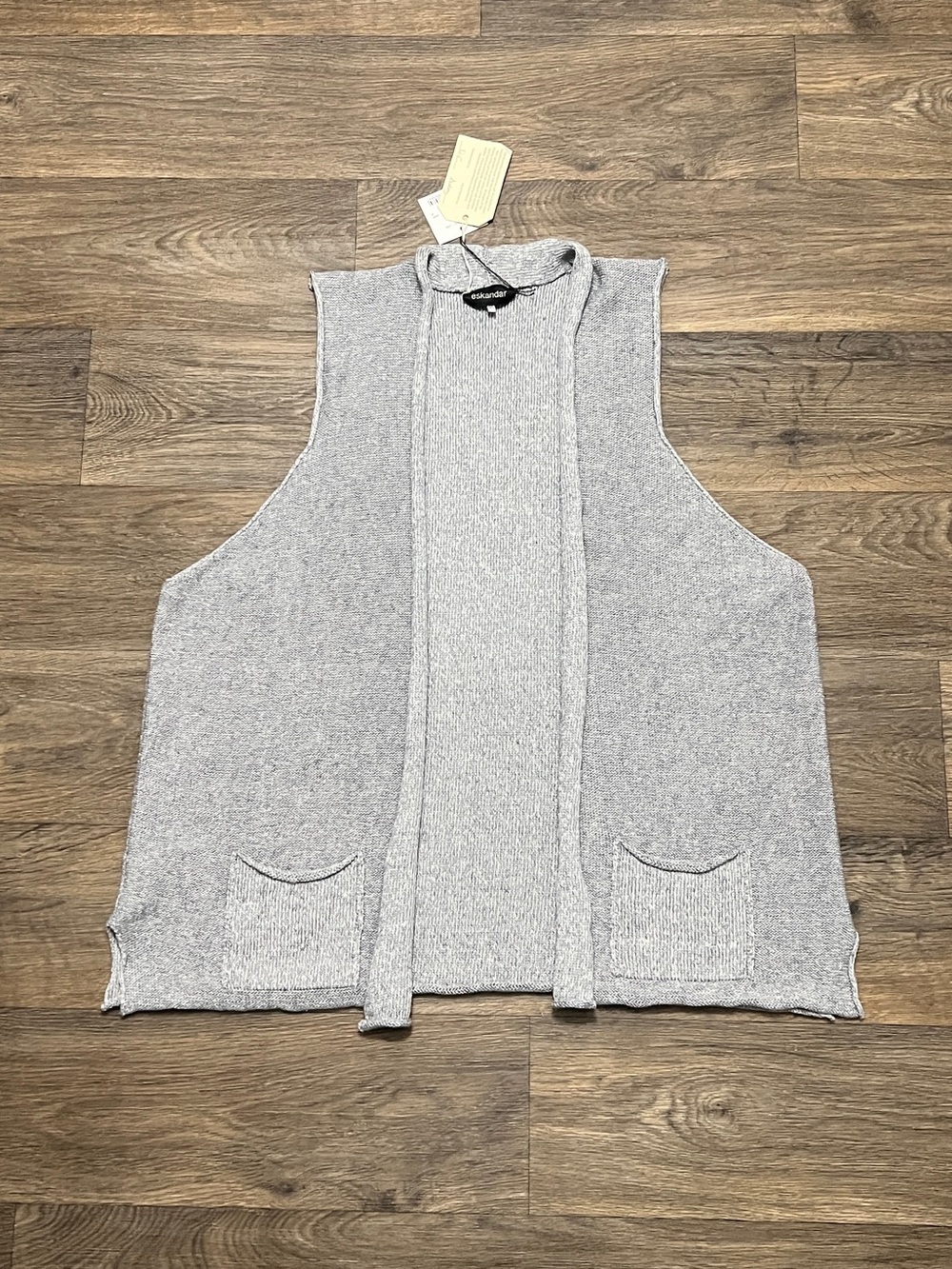 NEW Eskandar Rolling Front Waistcoat Pebbled Linen Sleeveless Cardigan Vest NWT
